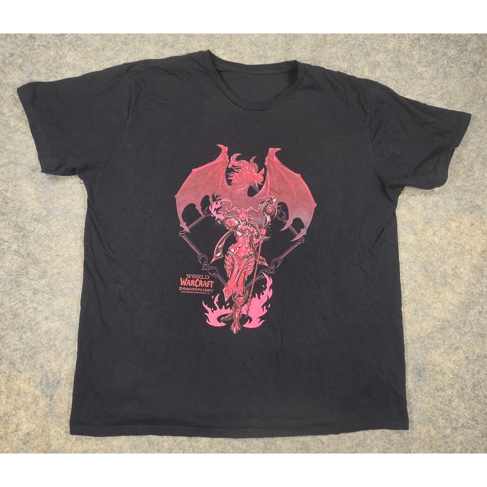 World of Warcraft Dragonflight Alexstrasza Graphic T-Shirt Black 2XL WoW Tee